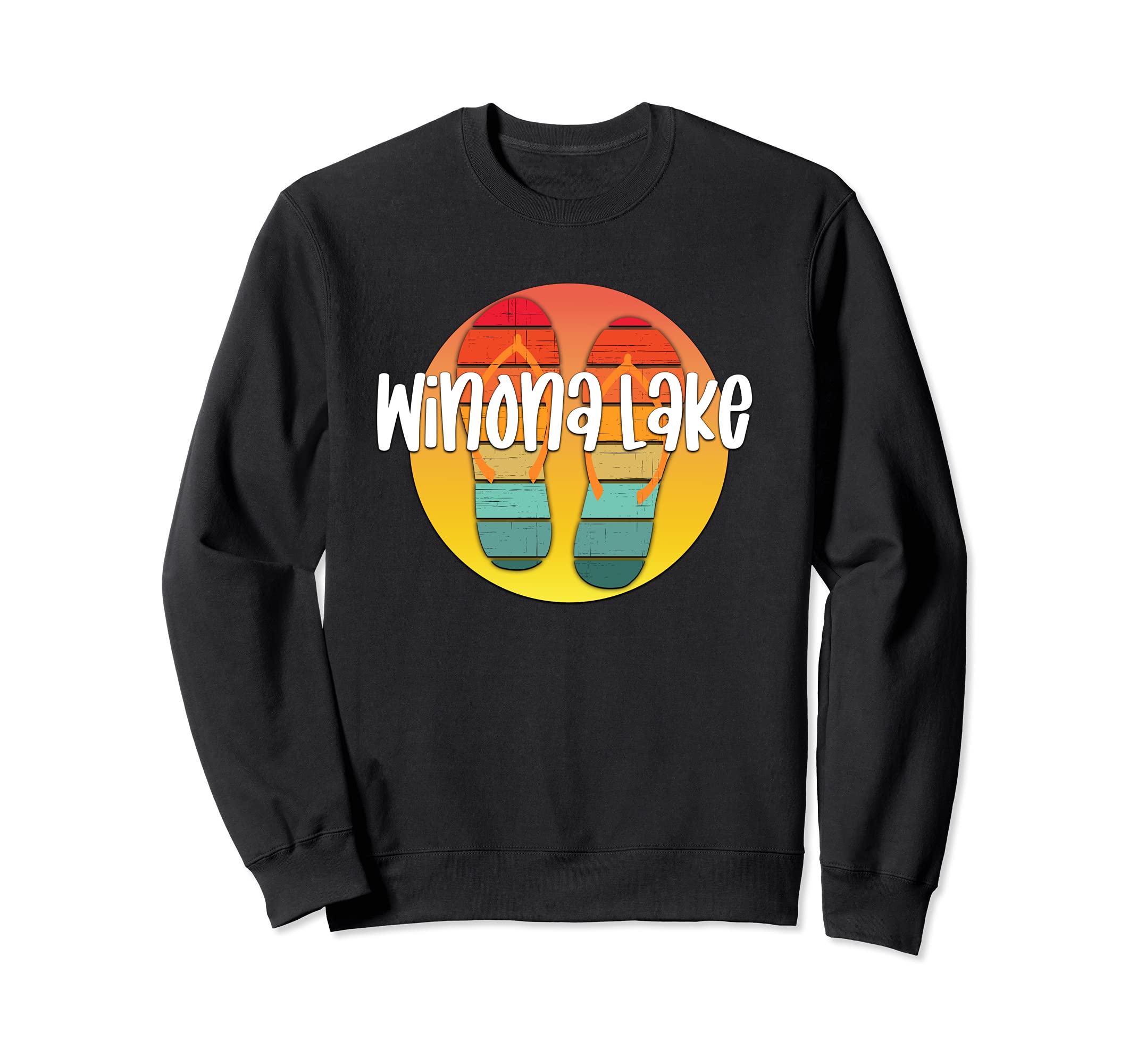 Winona Lake Indiana Flipflop Sunset Sweatshirt - Novelty Apparel Unisex - T-Shirt, Sweatshirt, Hoodie