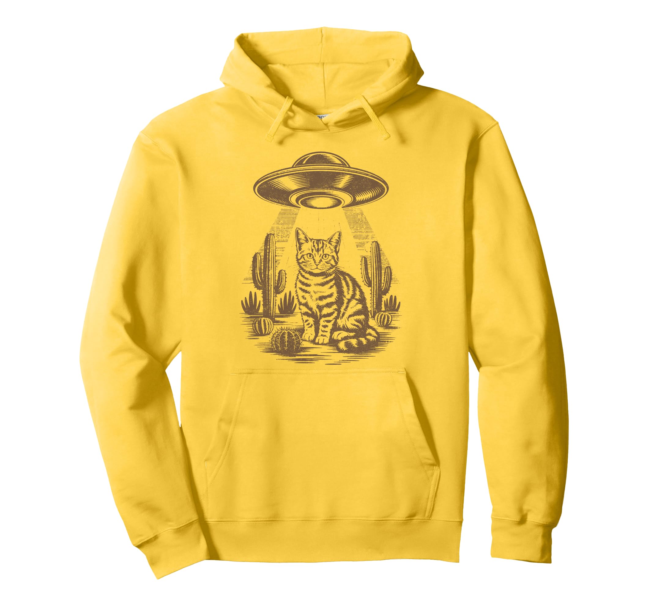 Funny Cat Western Ufo Cowboy Cat Hoodie - Minimalist Print Men Women - T-Shirt, Sweatshirt, Hoodie