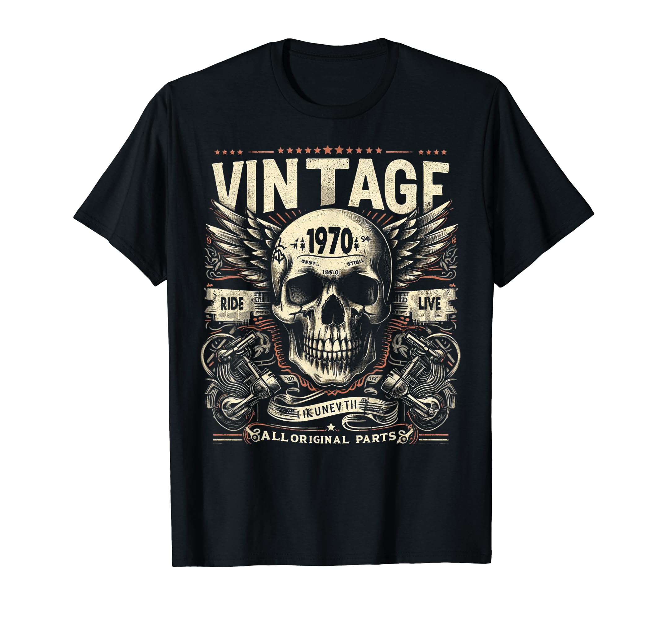 1970 Born 1970 Birthday Skull Biker T-Shirt - Trendy Graphic Men Women - T-Shirt, Sweatshirt, Hoodie