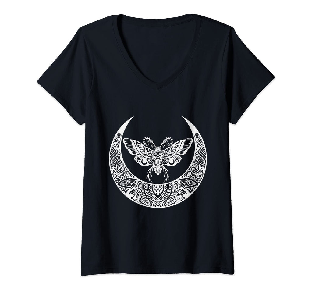 Womens Crescent Moon Moth Goth Horror T-Shirt - Trendy Graphic for Adults - T-Shirt, Sweatshirt, Hoodie