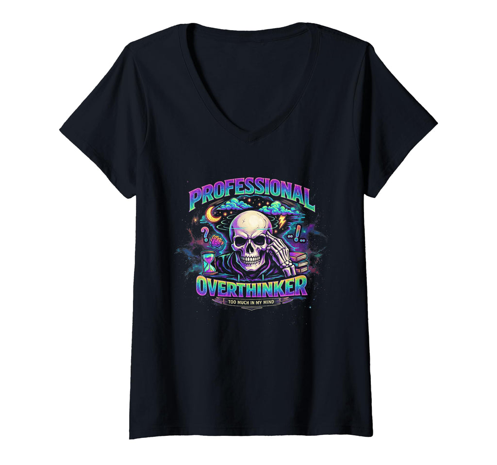 Womens Professional Overthinker Skull T-Shirt - Fun Novelty Design Unisex - T-Shirt, Sweatshirt, Hoodie