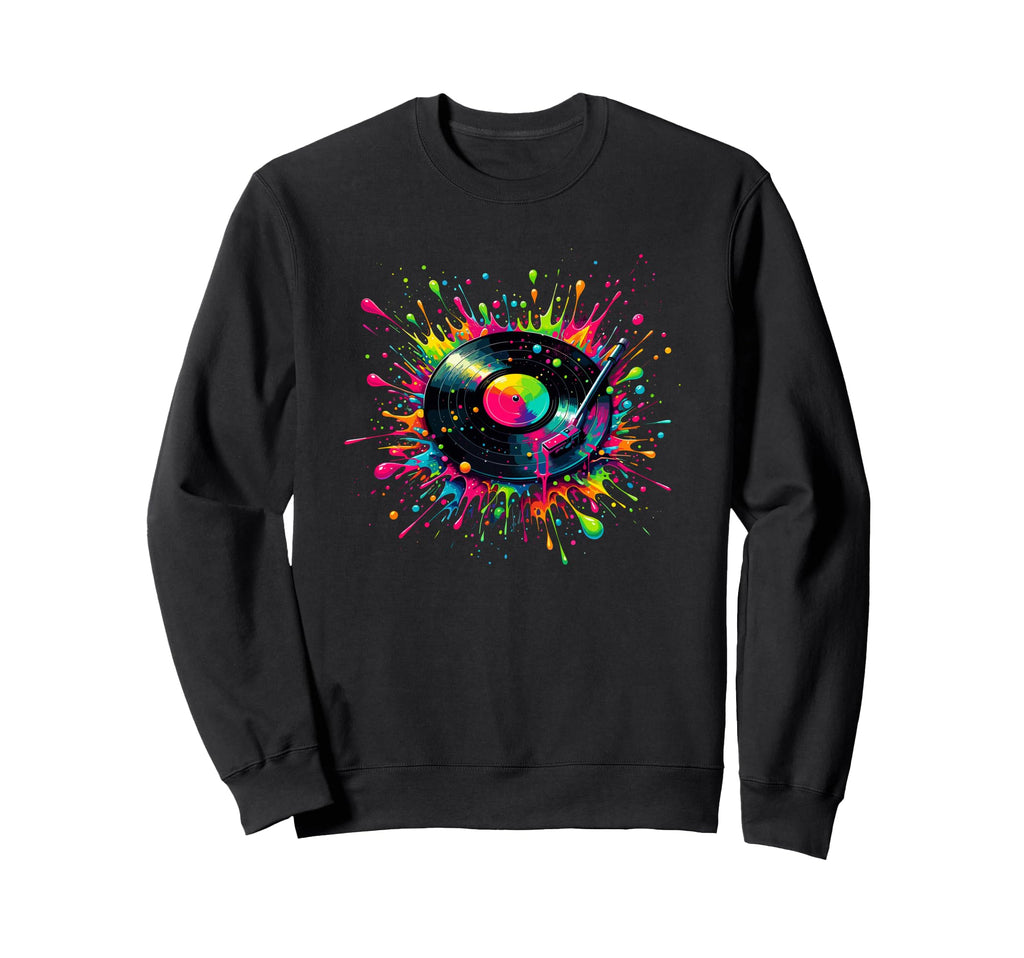 Splash Art Vinyl Disc Record Sweatshirt - Aesthetic Graphic for Adults - T-Shirt, Sweatshirt, Hoodie