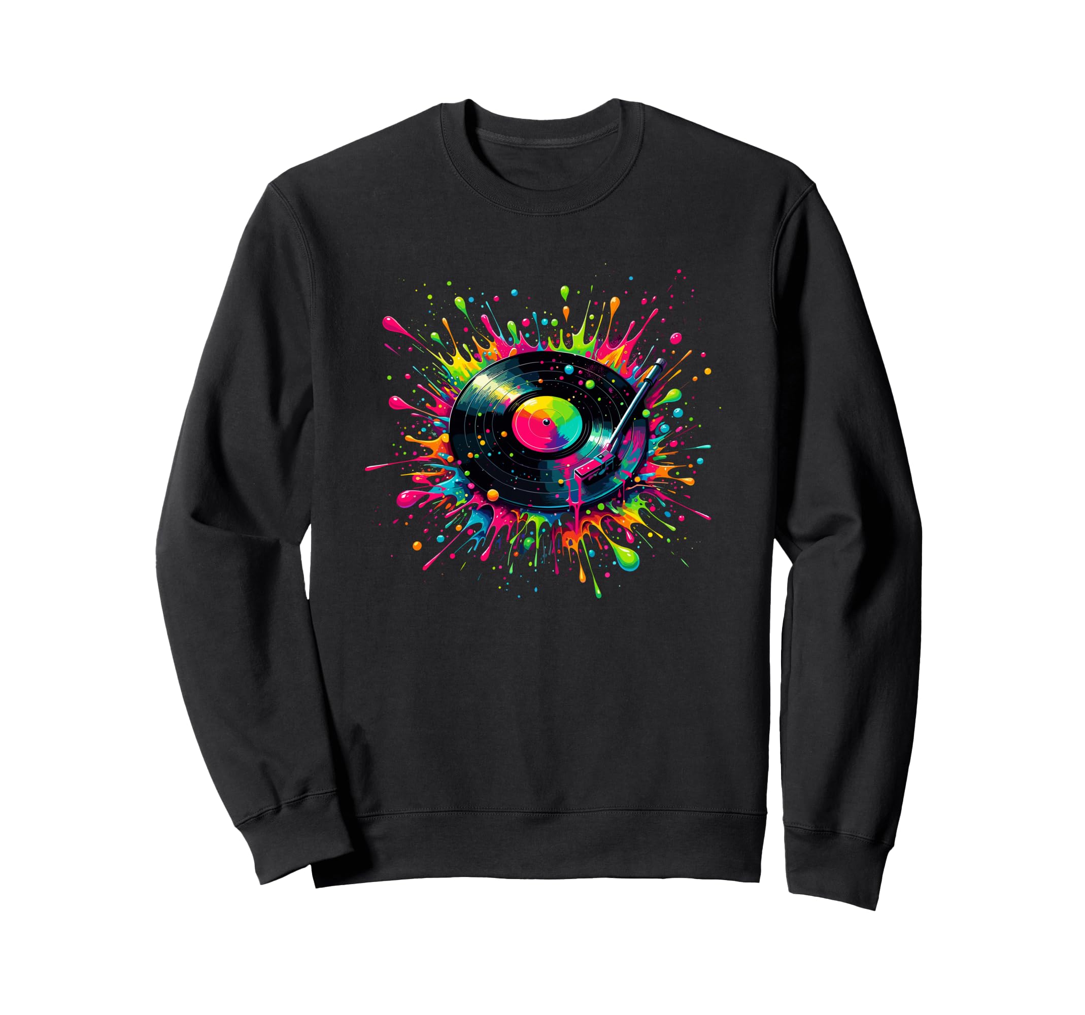 Splash Art Vinyl Disc Record Sweatshirt - Aesthetic Graphic for Adults - T-Shirt, Sweatshirt, Hoodie