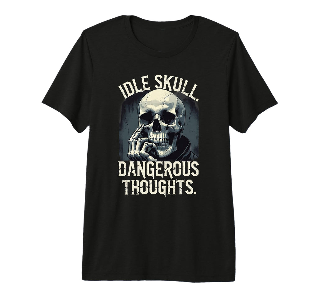 Thinking Skull Sarcastic Dark Anxiety T-Shirt - Custom Art Print Unisex - T-Shirt, Sweatshirt, Hoodie