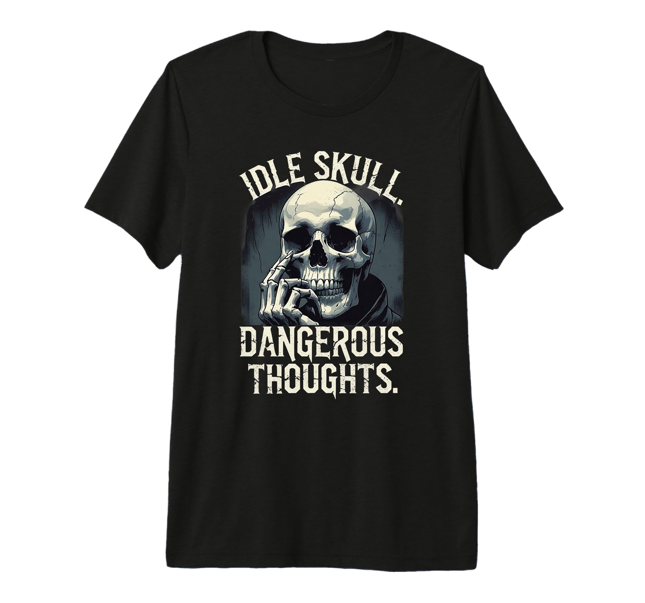 Thinking Skull Sarcastic Dark Anxiety T-Shirt - Custom Art Print Unisex - T-Shirt, Sweatshirt, Hoodie
