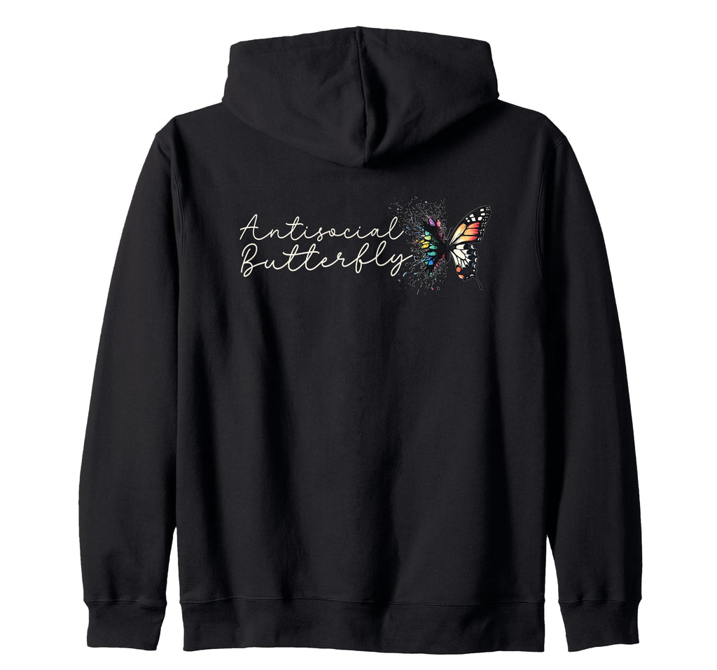 Antisocial Butterfly Gift Hoodie - Unique Graphic Men Women - T-Shirt, Sweatshirt, Hoodie