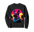 German Shepherd 80S Synthwave Sunset Sweatshirt - Trendy Graphic for Adults - T-Shirt, Sweatshirt, Hoodie