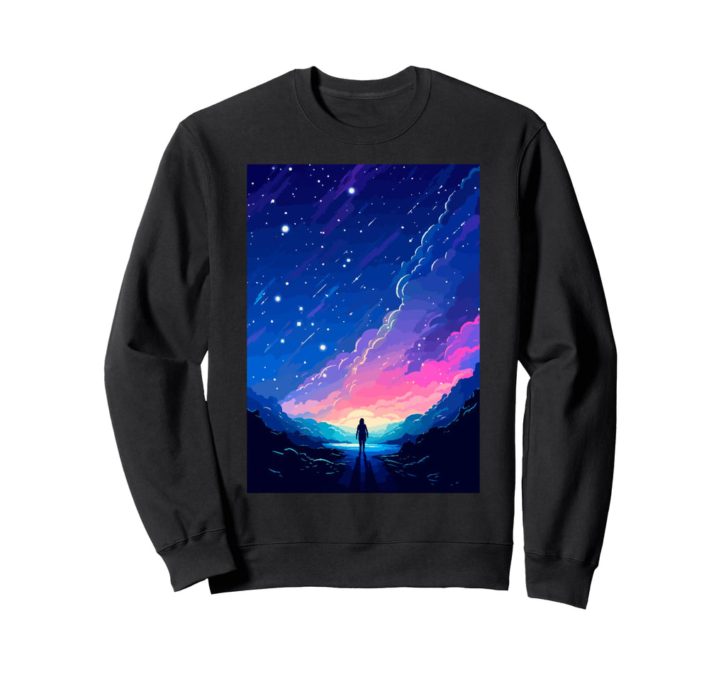 Winter Stars Illustration Lofi Pixel Sweatshirt - Streetwear Style Unisex - T-Shirt, Sweatshirt, Hoodie