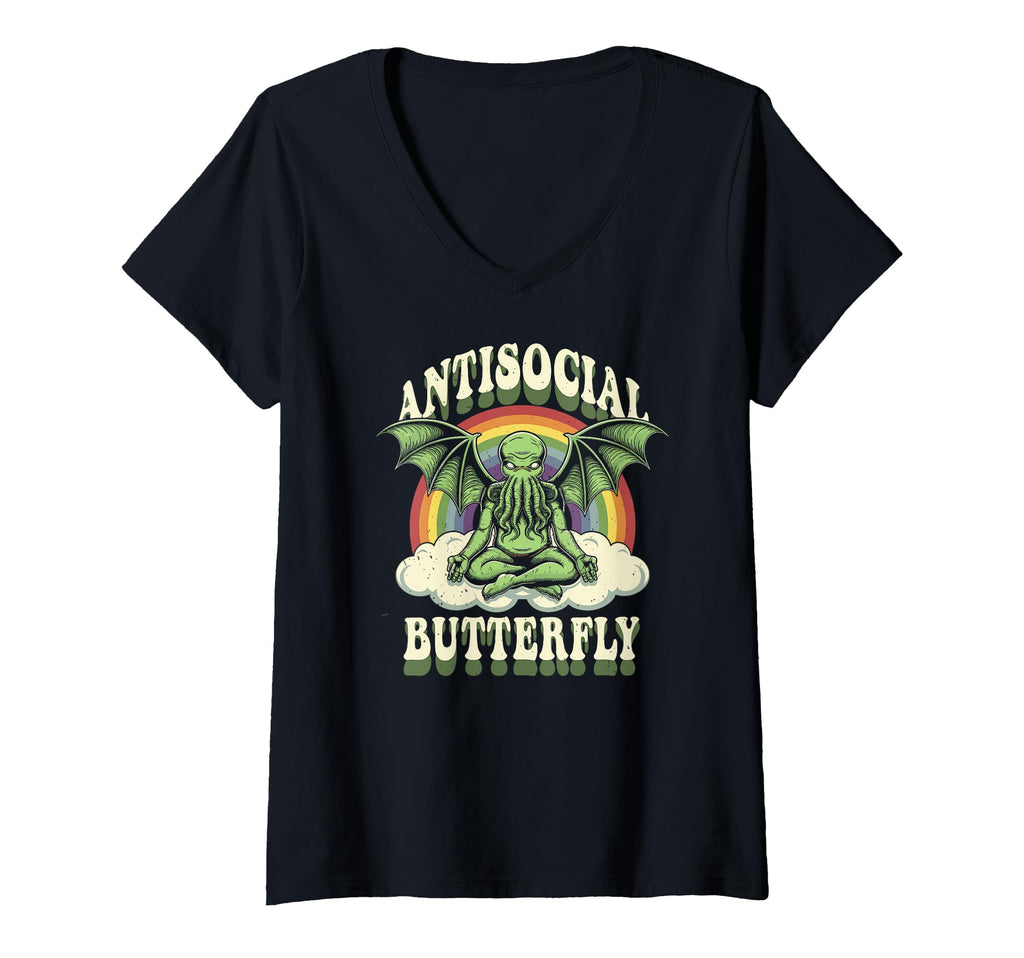 Womens Cthulhu Antisocial Butterfly T-Shirt - Trendy Graphic Unisex - T-Shirt, Sweatshirt, Hoodie