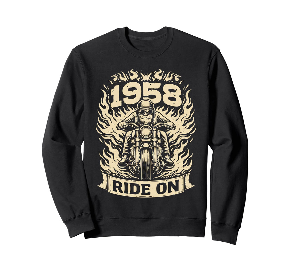 Biker 1958 Ride Birthday Sweatshirt - Aesthetic Graphic for Adults - T-Shirt, Sweatshirt, Hoodie