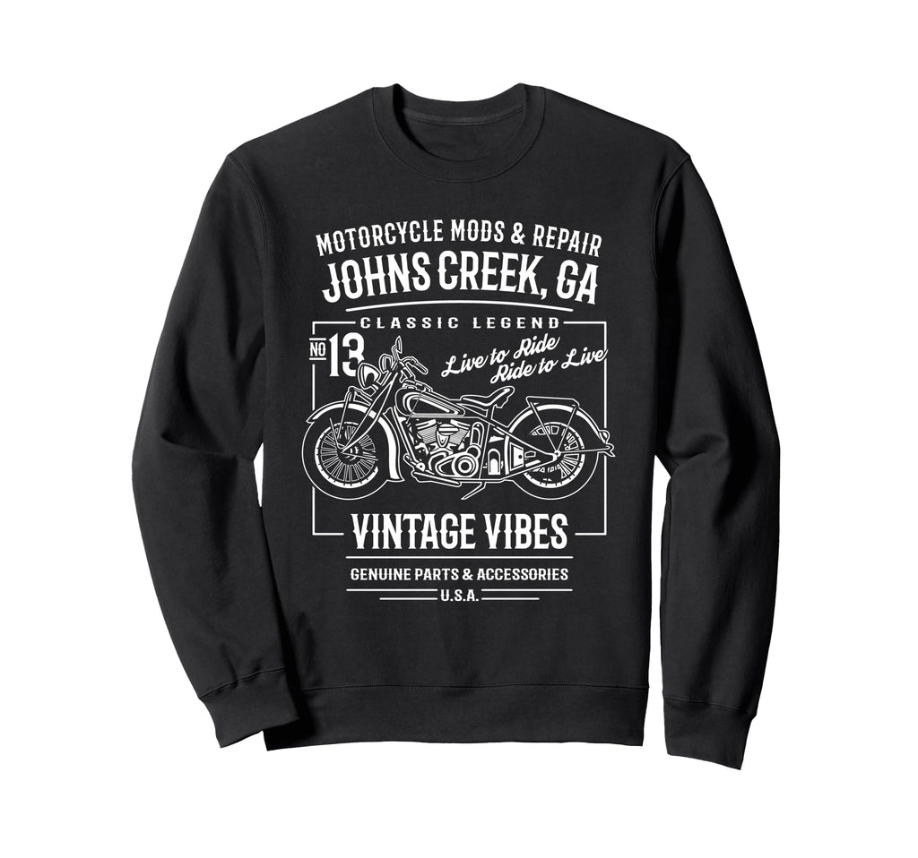 Johns Creek Ga Usa Motorcycle Sweatshirt - Novelty Apparel Unisex - T-Shirt, Sweatshirt, Hoodie