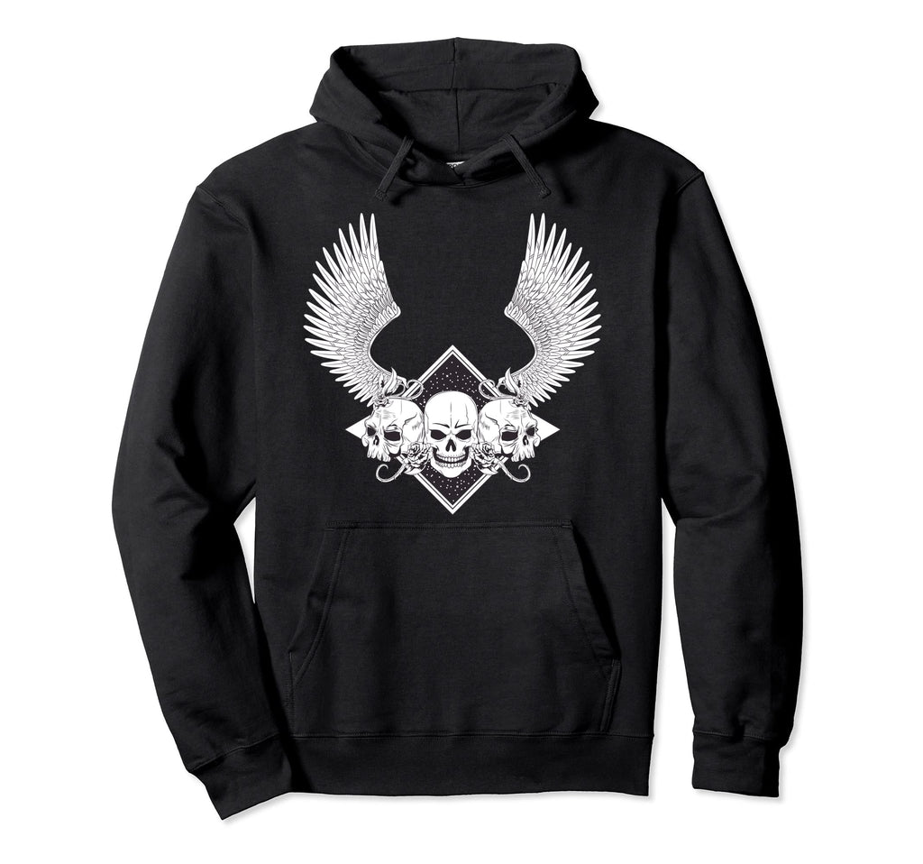 Biker Wings Skull Motorcycle Grunge Hoodie - Trendy Graphic for Adults - T-Shirt, Sweatshirt, Hoodie