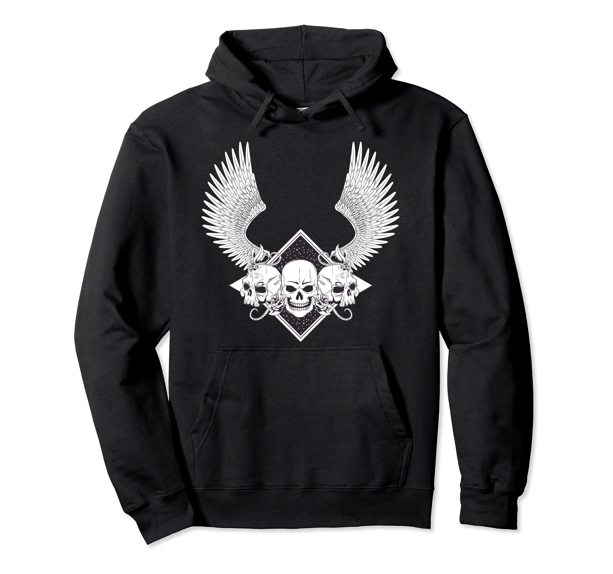 Biker Wings Skull Motorcycle Grunge Hoodie - Trendy Graphic for Adults - T-Shirt, Sweatshirt, Hoodie