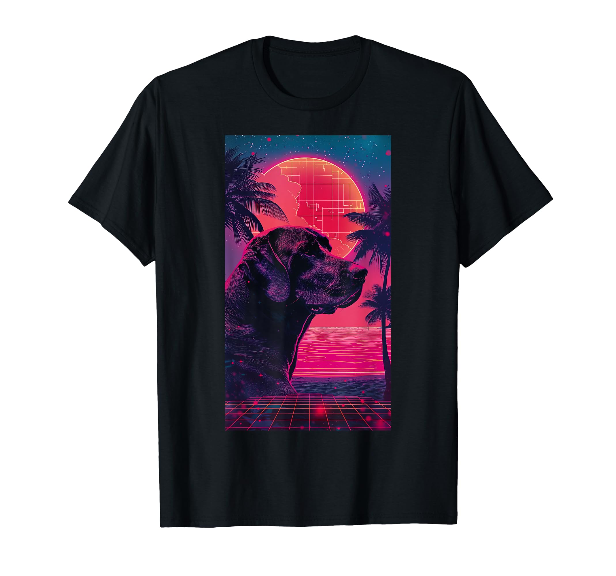 Rhodesian Ridgeback Vaporwave Dog T-Shirt - Fun Novelty Design for Adults - T-Shirt, Sweatshirt, Hoodie