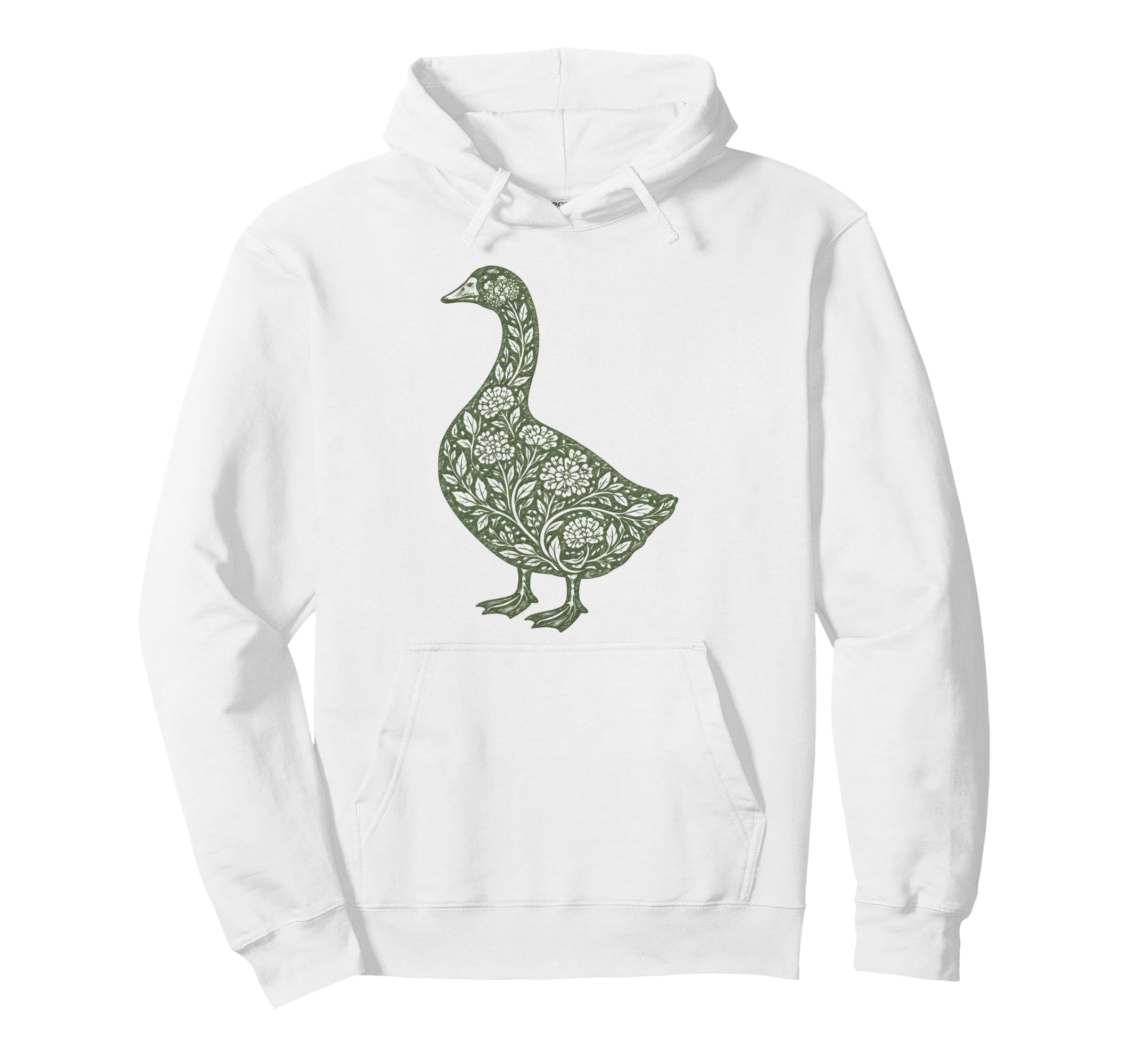 Floral Goose Linocut Aesthetic Hoodie - Casual Everyday Wear for Adults - T-Shirt, Sweatshirt, Hoodie