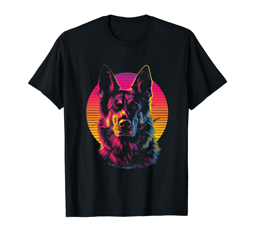 German Shepherd Dog Vaporwave T-Shirt - Aesthetic Graphic Men Women - T-Shirt, Sweatshirt, Hoodie