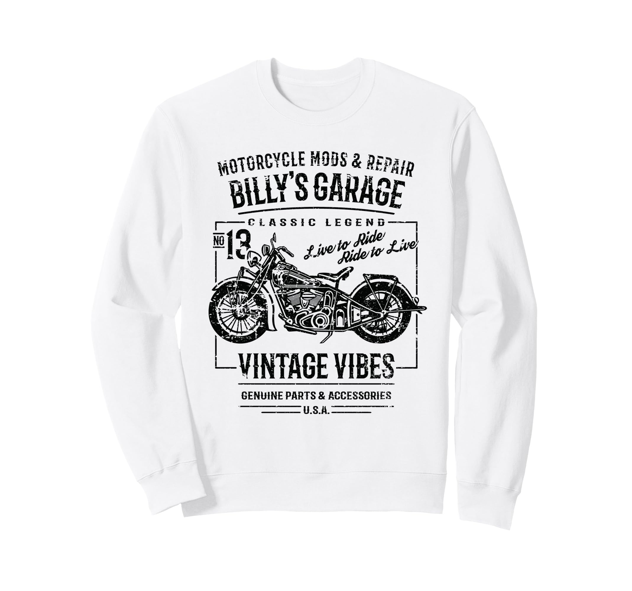 Billys Garage Motorcycle Name Billy Sweatshirt - Minimalist Print Unisex - T-Shirt, Sweatshirt, Hoodie