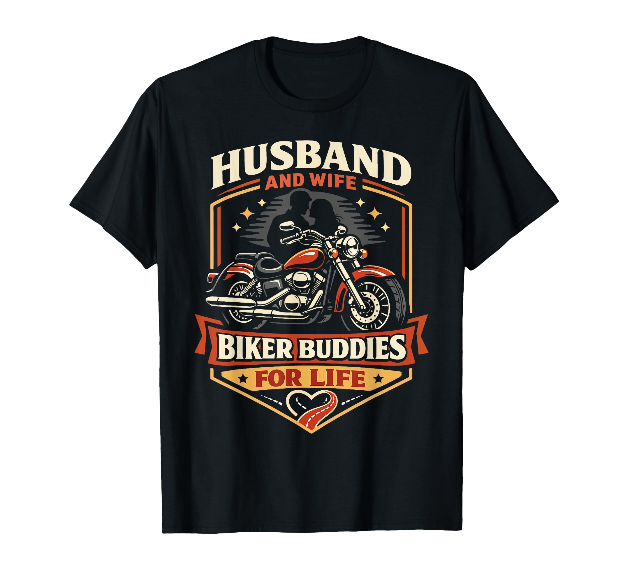 Motorcycle Biker Couple Wedding Marriage T-Shirt - Graphic Print for Adults - T-Shirt, Sweatshirt, Hoodie