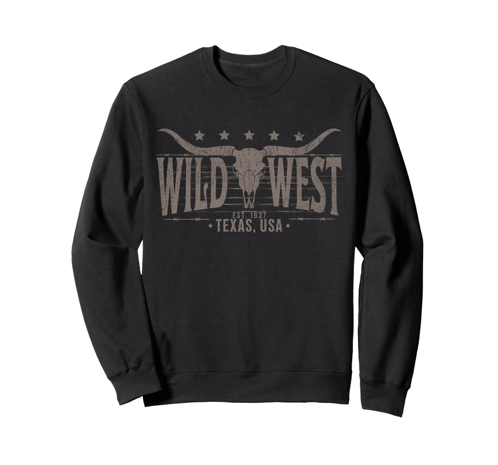 Cow Bull Skull Longhorn Skull Sweatshirt - Graphic Print for Adults - T-Shirt, Sweatshirt, Hoodie