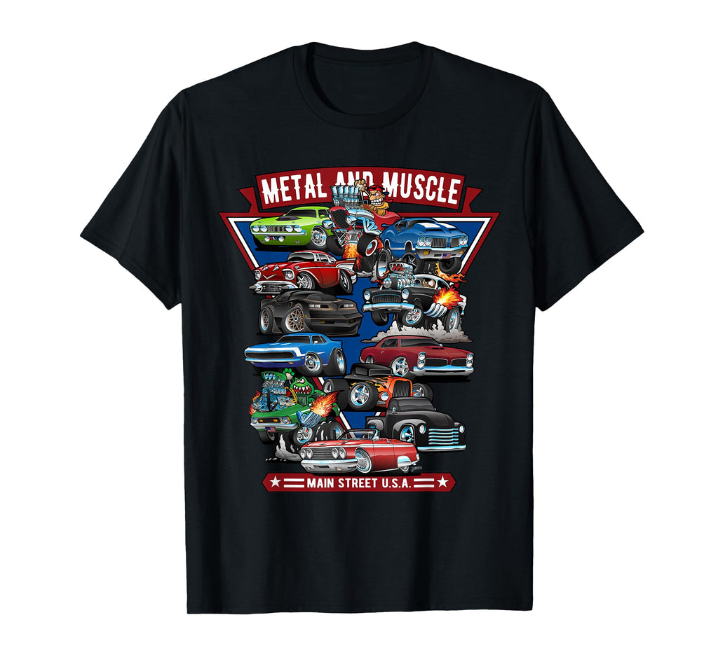 Cars Muscle Cars Hotrods Main Street T-Shirt - Trendy Graphic Men Women - T-Shirt, Sweatshirt, Hoodie