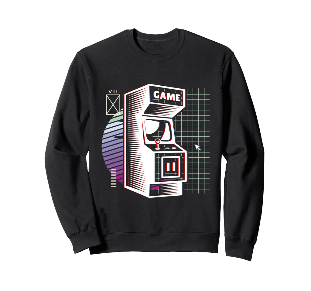 Synthwave Video Arcade Aesthetic Sweatshirt - Minimalist Print Unisex - T-Shirt, Sweatshirt, Hoodie