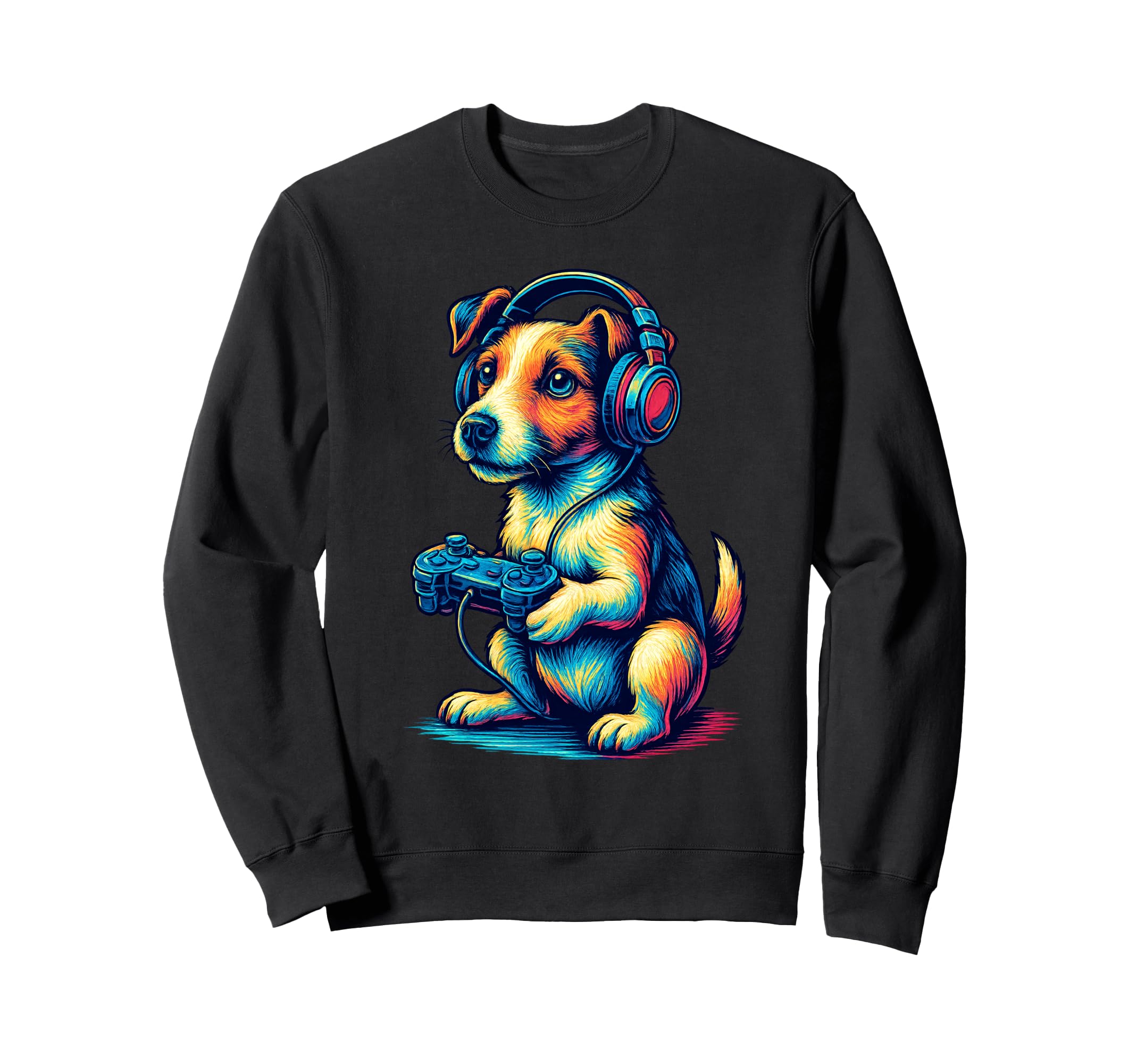 Jack Russell Terrier Gamer Gaming Dog Sweatshirt - Custom Art Print Unisex - T-Shirt, Sweatshirt, Hoodie