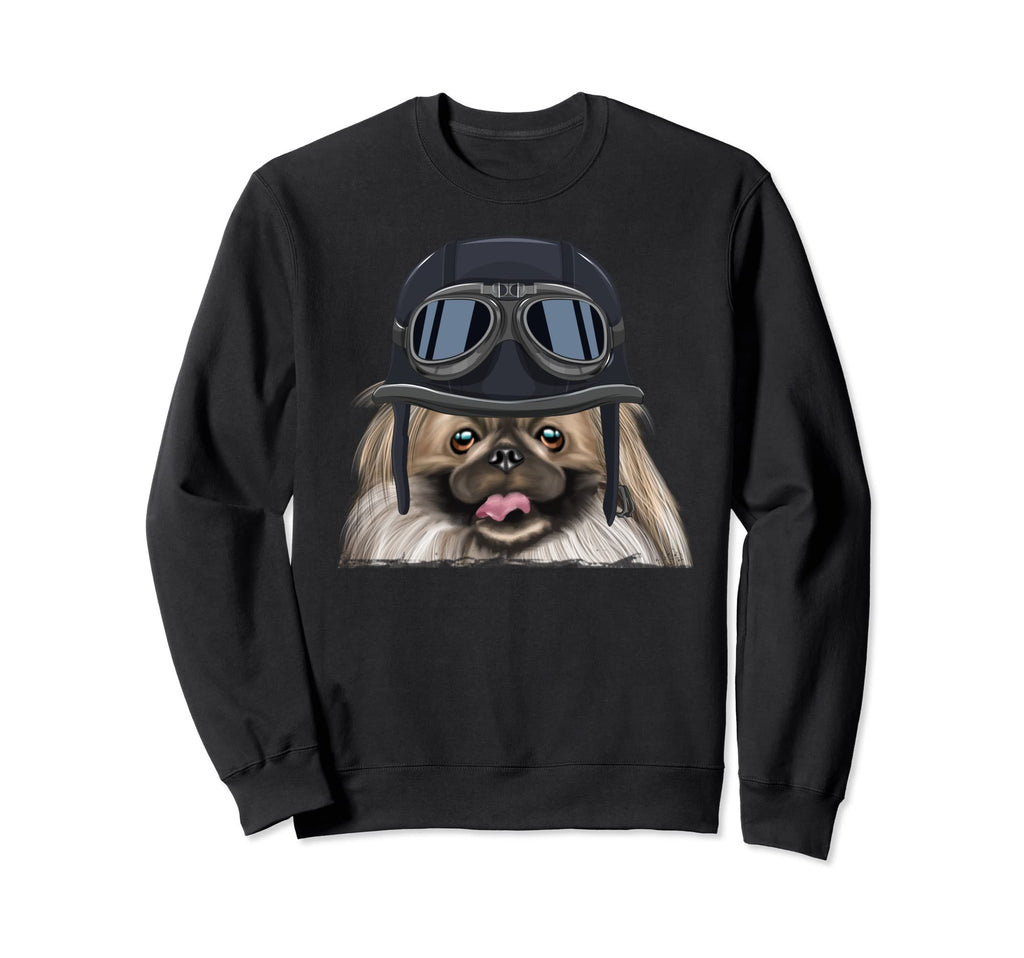 Funny Motorcycle Helmet Pekingese Sweatshirt - Streetwear Style Unisex - T-Shirt, Sweatshirt, Hoodie