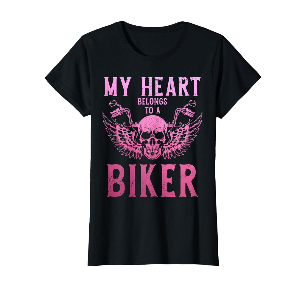 Biker My Heart Belongs To Biker Motorcycle T-Shirt - Novelty Apparel Unisex - T-Shirt, Sweatshirt, Hoodie