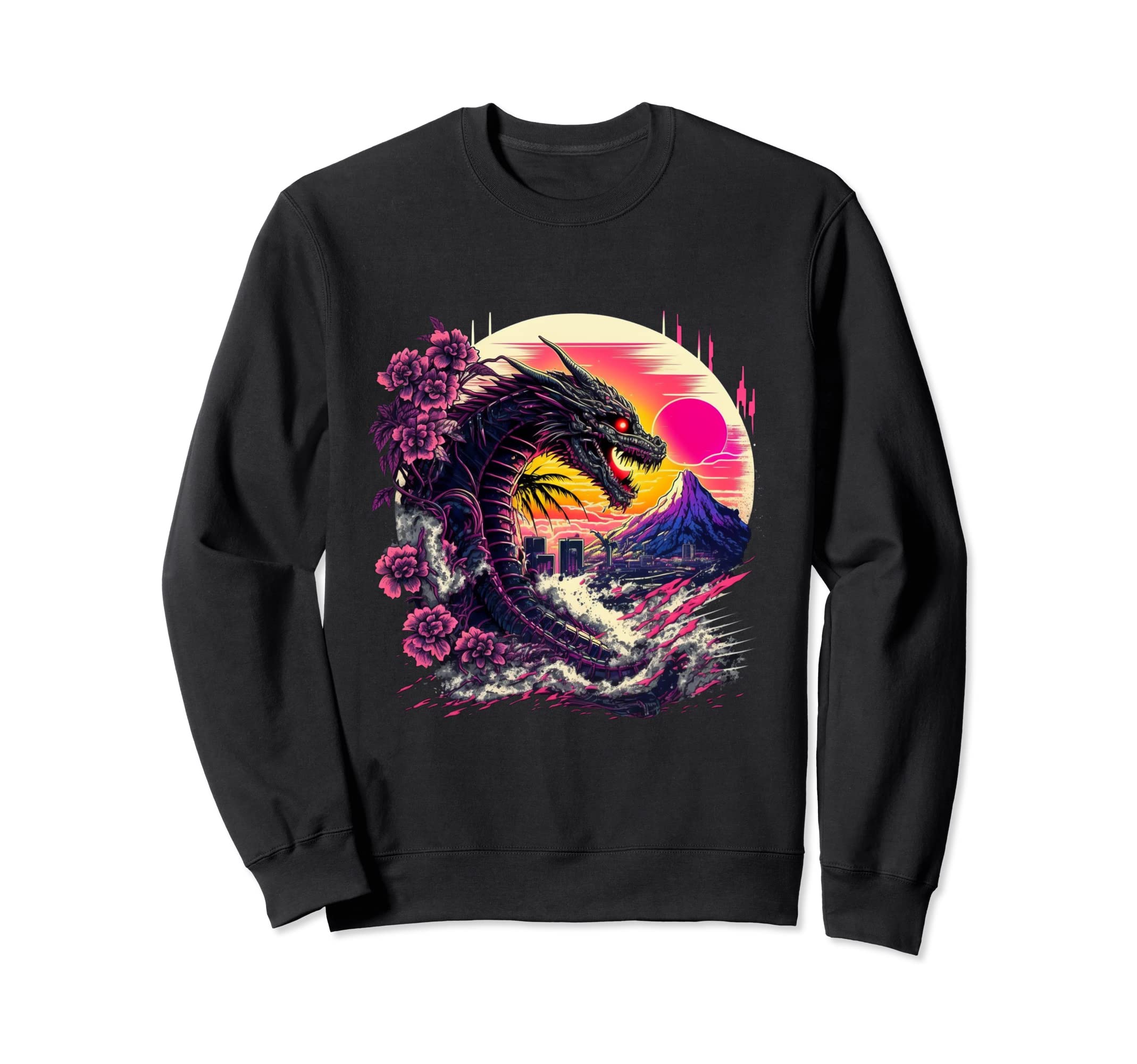 Dragon Vaporwave Synthwave 80S Sweatshirt - Fun Novelty Design Unisex - T-Shirt, Sweatshirt, Hoodie