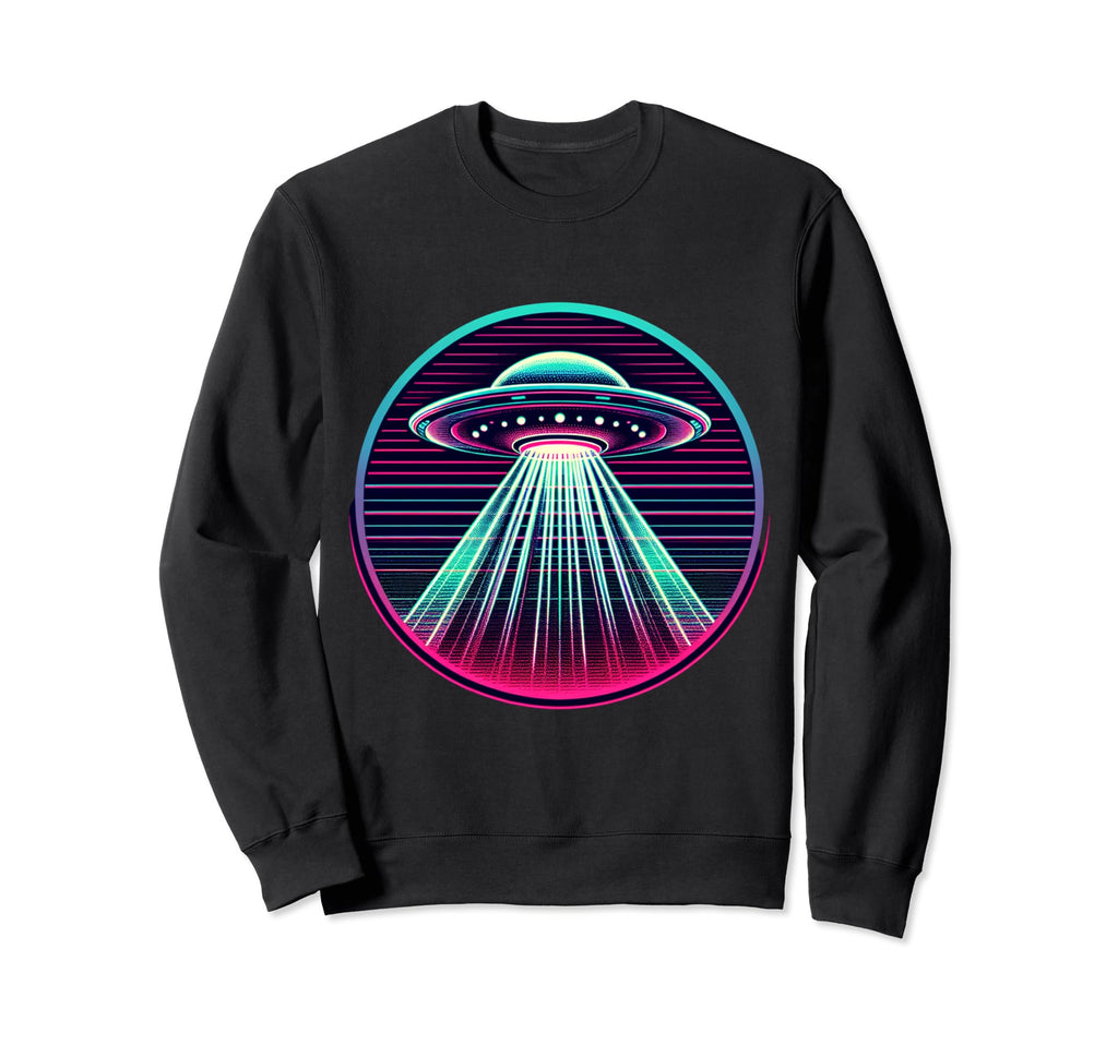 Spaceship 80S Synthwave Vaporwave Sweatshirt - Trendy Graphic Unisex - T-Shirt, Sweatshirt, Hoodie
