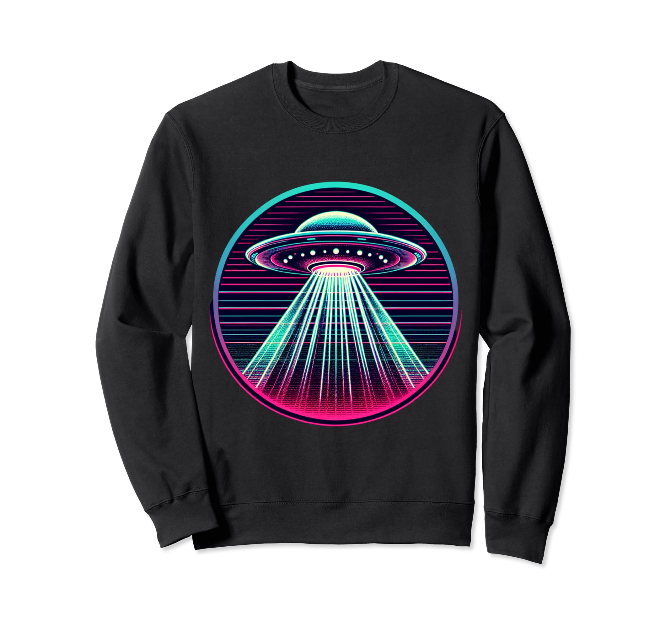 Spaceship 80S Synthwave Vaporwave Sweatshirt - Trendy Graphic Unisex - T-Shirt, Sweatshirt, Hoodie