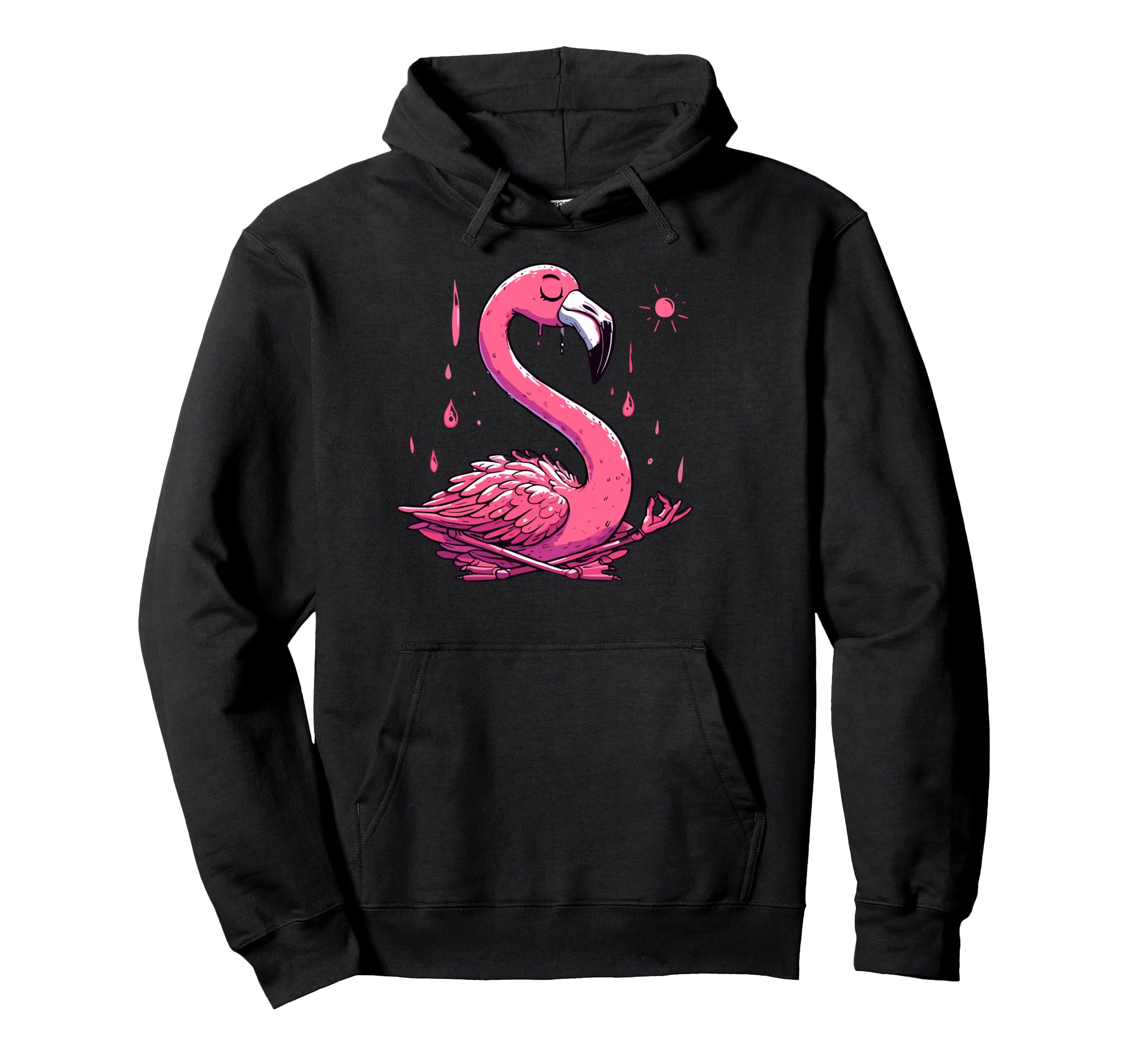 Meditation Flamingo Yoga Pose Hoodie - Minimalist Print for Adults - T-Shirt, Sweatshirt, Hoodie