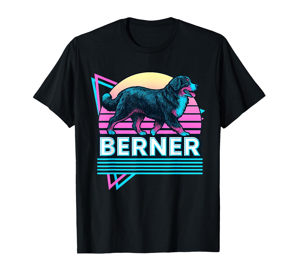 Bernese Mountain Dog Synthwave T-Shirt - Casual Everyday Wear Men Women - T-Shirt, Sweatshirt, Hoodie