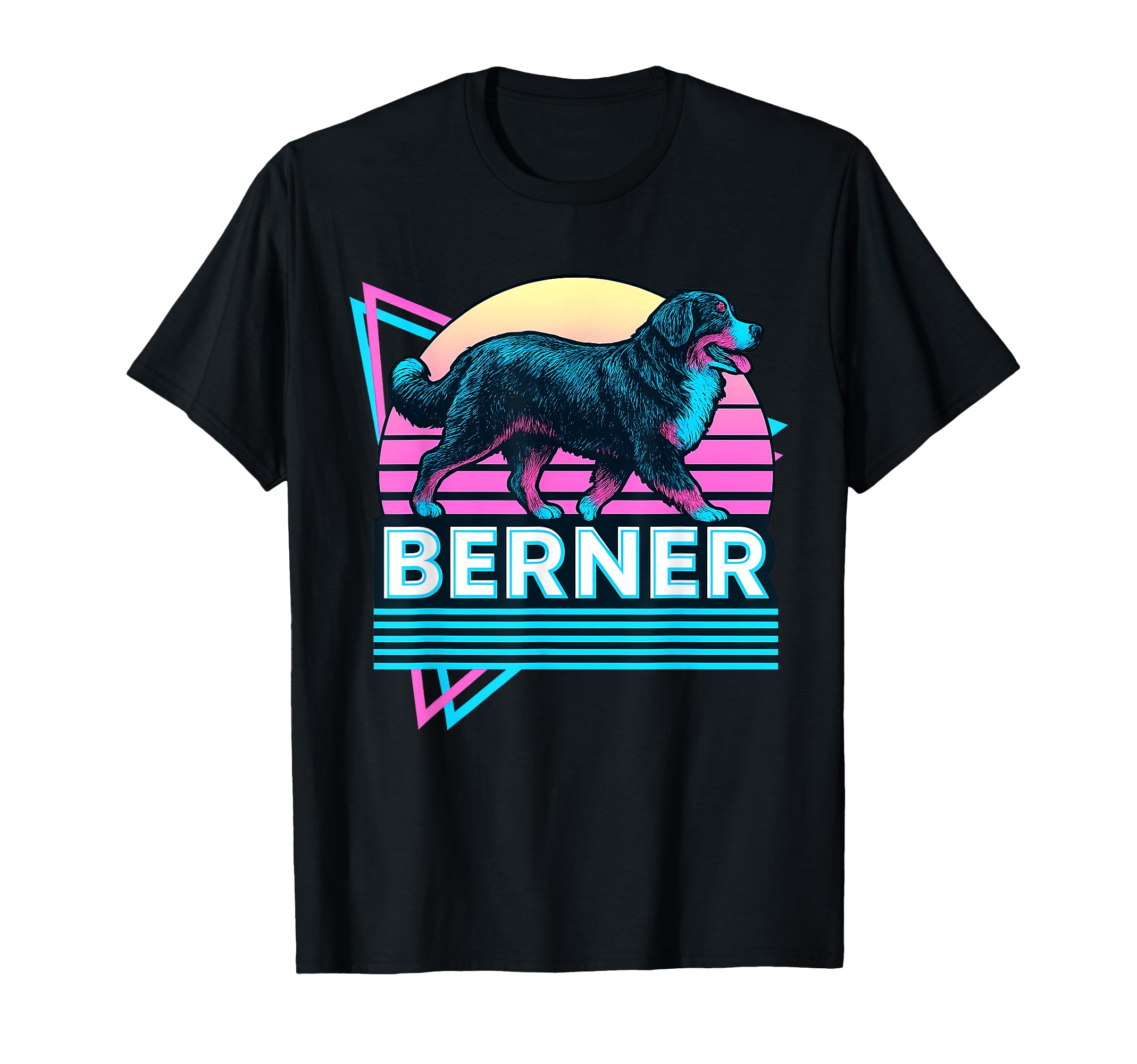 Bernese Mountain Dog Synthwave T-Shirt - Casual Everyday Wear Men Women - T-Shirt, Sweatshirt, Hoodie