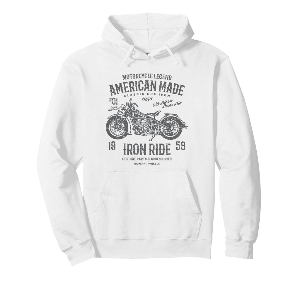 American Motorcycle Distressed Hoodie - Casual Everyday Wear Men Women - T-Shirt, Sweatshirt, Hoodie
