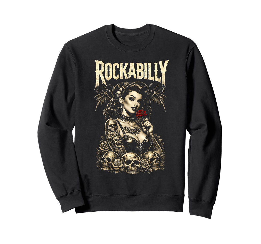 Rockabilly Gothic Pinup Skulls Sweatshirt - Graphic Print for Adults - T-Shirt, Sweatshirt, Hoodie
