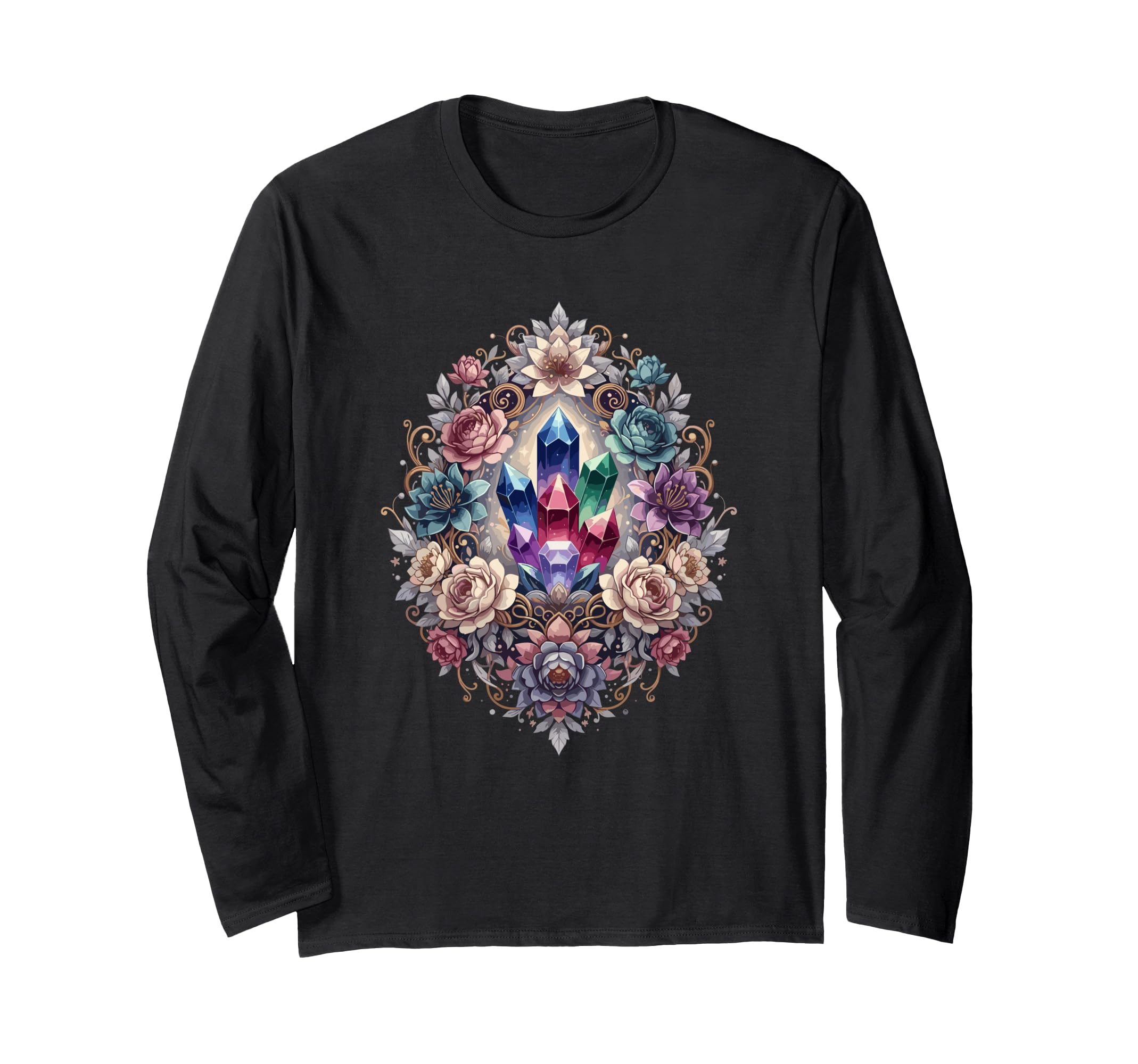 Colorful Crystal Cluster Surrounded T-Shirt - Aesthetic Graphic for Adults - T-Shirt, Sweatshirt, Hoodie
