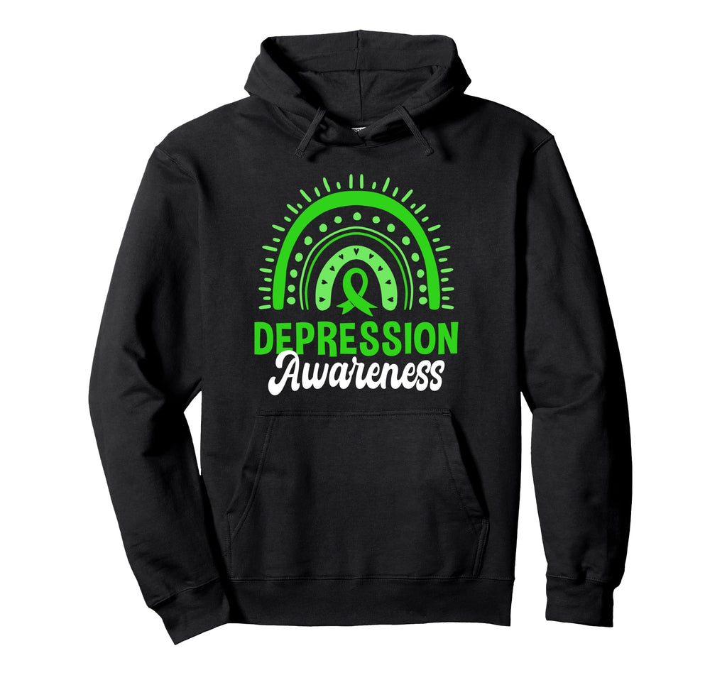 Depression Awareness Boho Rainbow Hoodie - Minimalist Print Men Women - T-Shirt, Sweatshirt, Hoodie