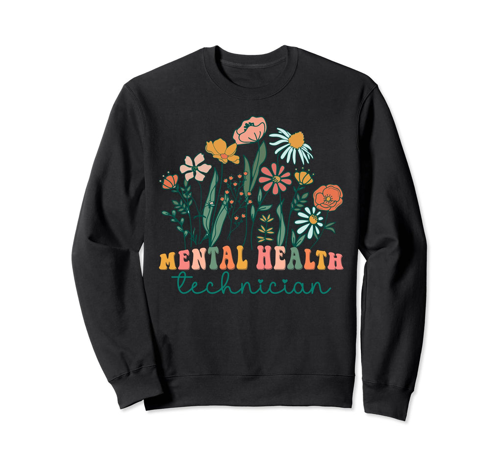 Groovy Wildflower Mental Health Sweatshirt - Aesthetic Graphic for Adults - T-Shirt, Sweatshirt, Hoodie