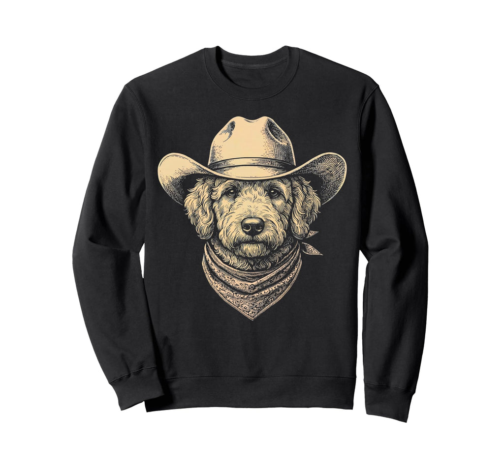Goldendoodle Cowboy Hat Bandana Sweatshirt - Custom Art Print Men Women - T-Shirt, Sweatshirt, Hoodie