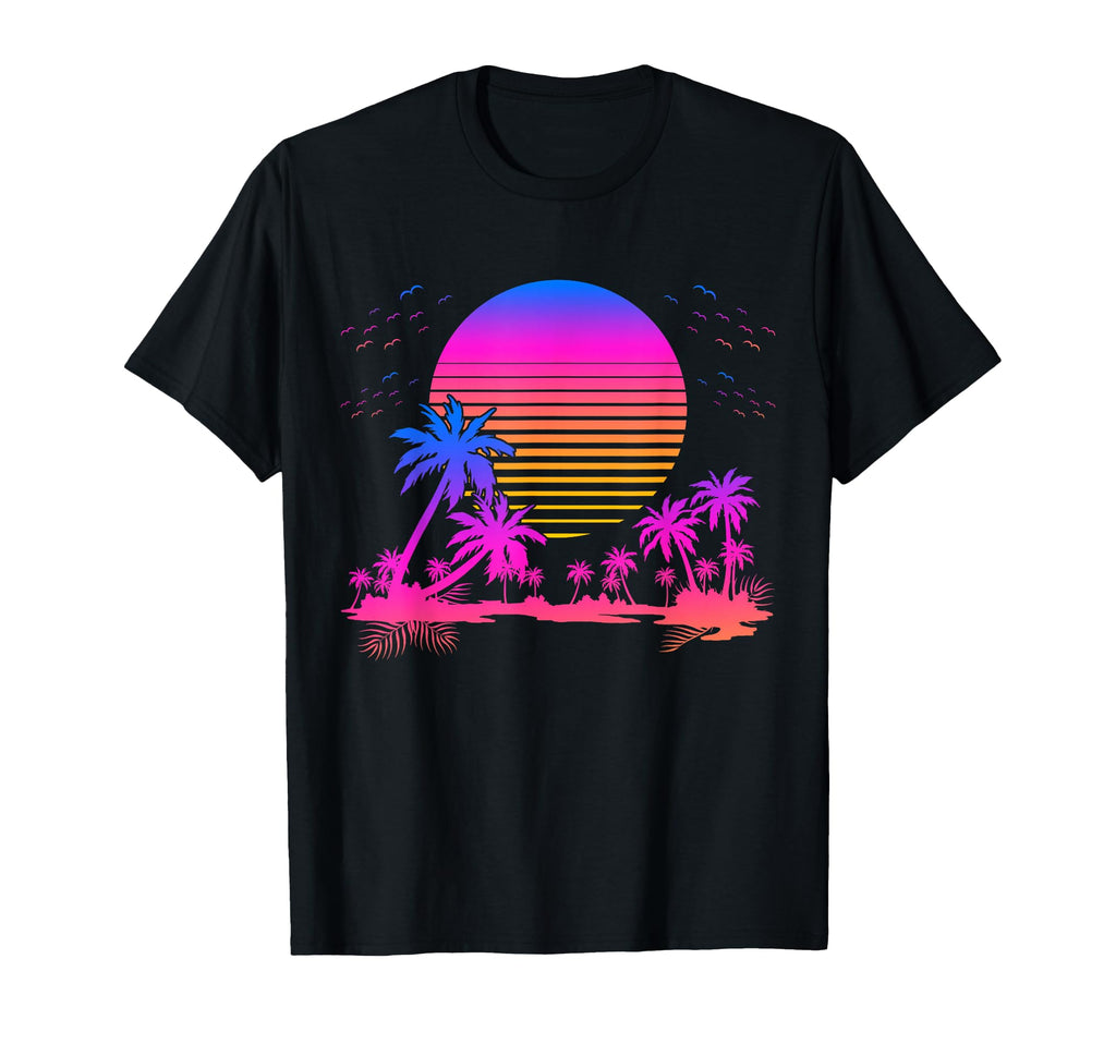 Synthwave Summer 1980S Art Palm T-Shirt - Custom Art Print for Adults - T-Shirt, Sweatshirt, Hoodie