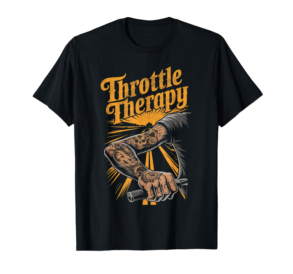 Throttle Therapy Motorcycle Biker T-Shirt - Graphic Print for Adults - T-Shirt, Sweatshirt, Hoodie