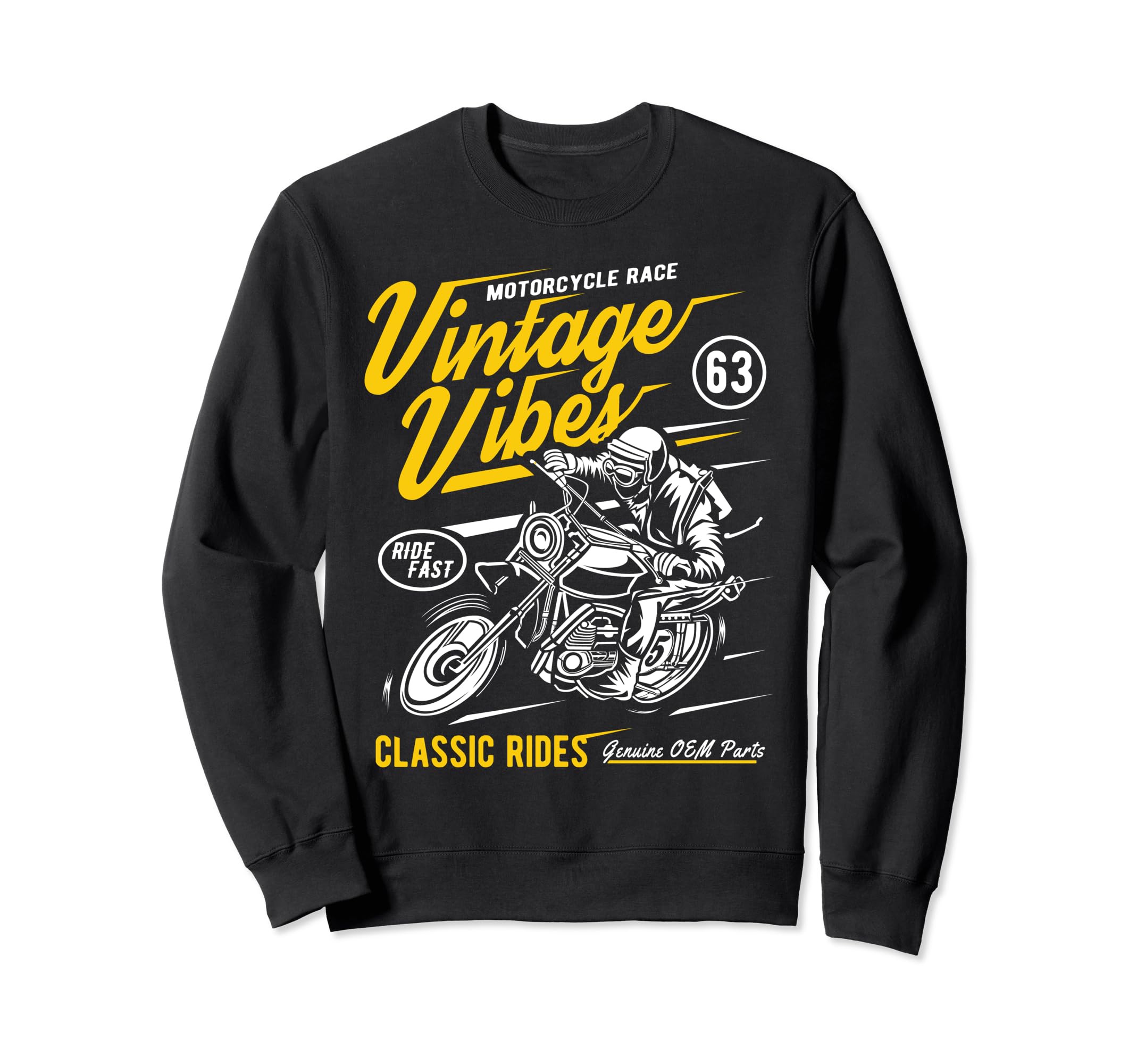 Vibes Rides Motorcycle Race Sweatshirt - Custom Art Print for Adults - T-Shirt, Sweatshirt, Hoodie