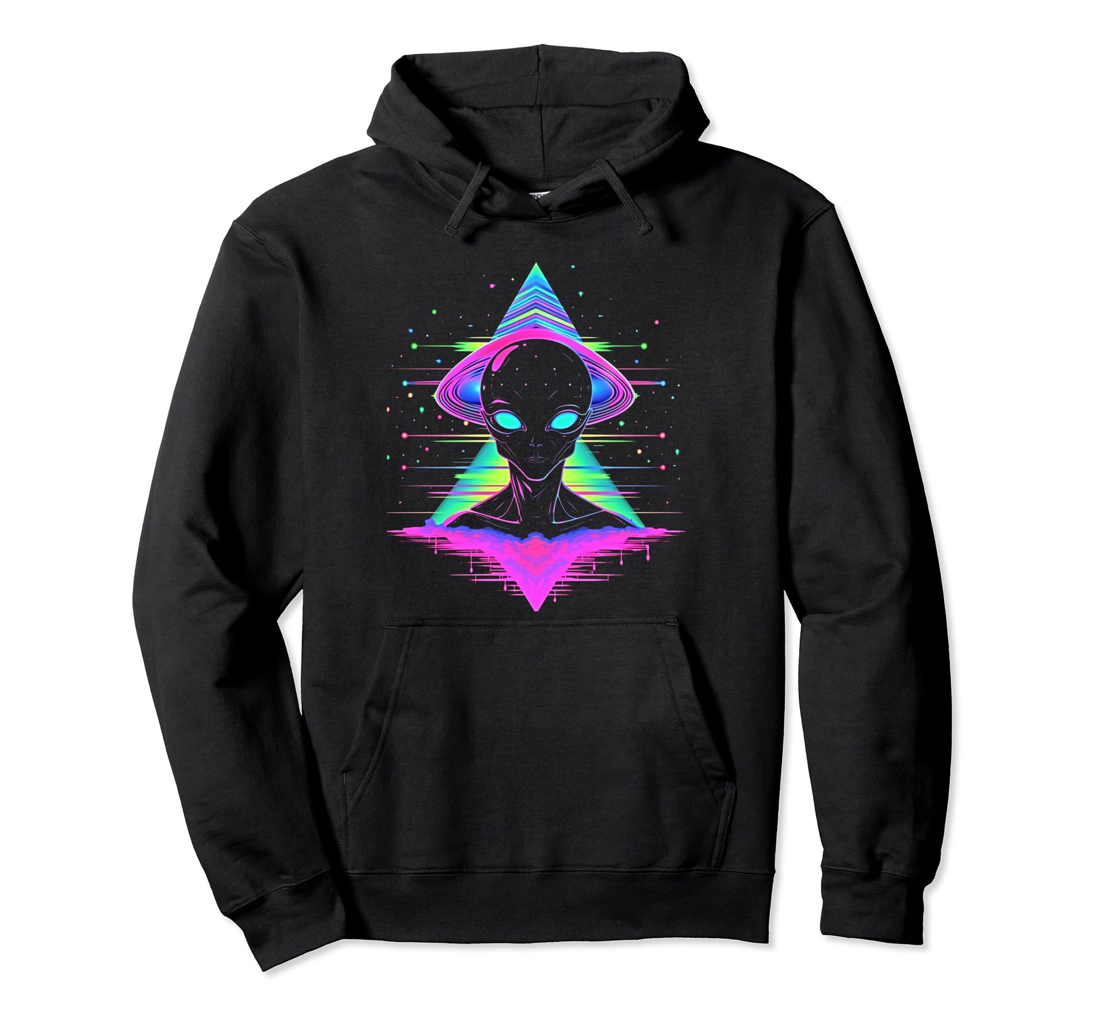 Synthwave Alien Cyberpunk 80S Sci Fi Hoodie - Fun Novelty Design Men Women - T-Shirt, Sweatshirt, Hoodie