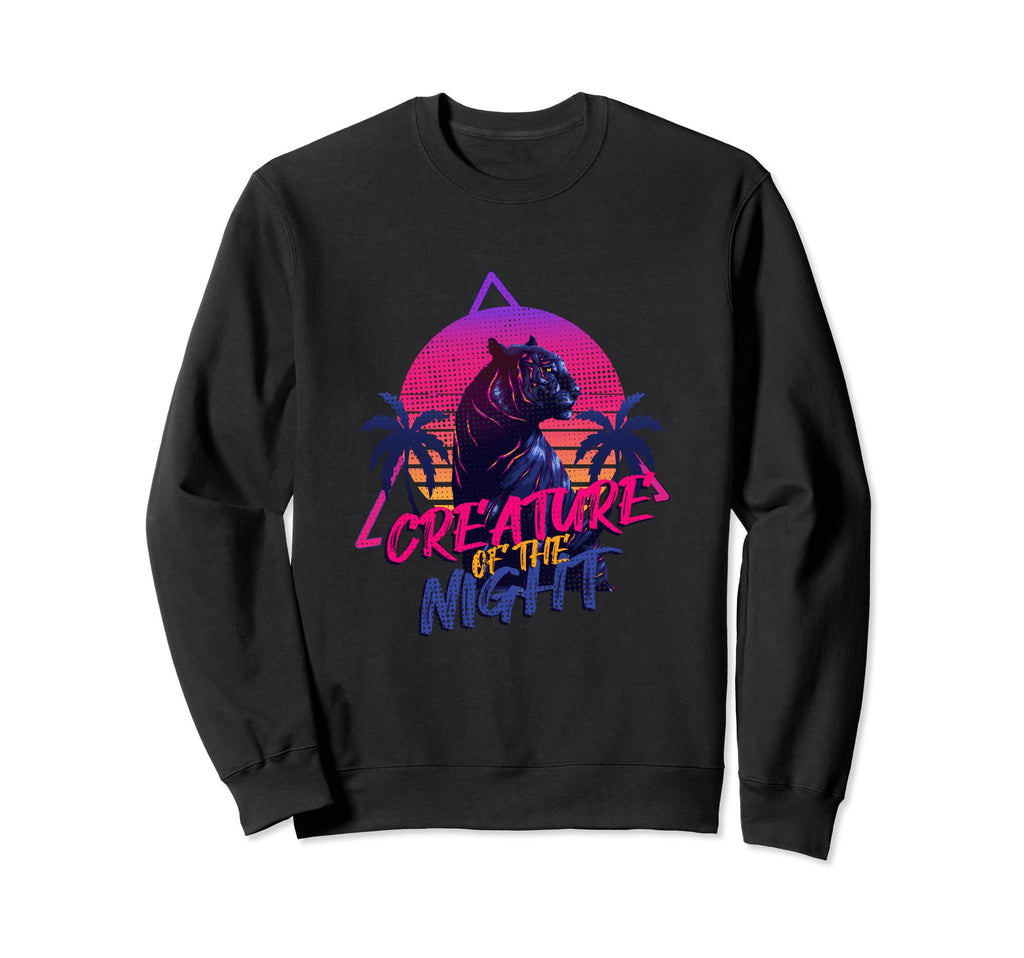 Synthwave Creature Night Vaporwave Sweatshirt - Minimalist Print Men Women - T-Shirt, Sweatshirt, Hoodie