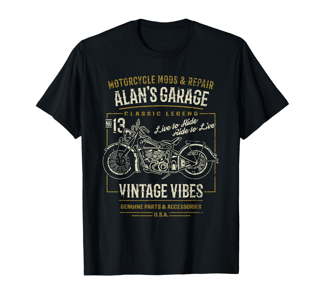 Alans Garage Motorcycle T-Shirt - Aesthetic Graphic Unisex - T-Shirt, Sweatshirt, Hoodie