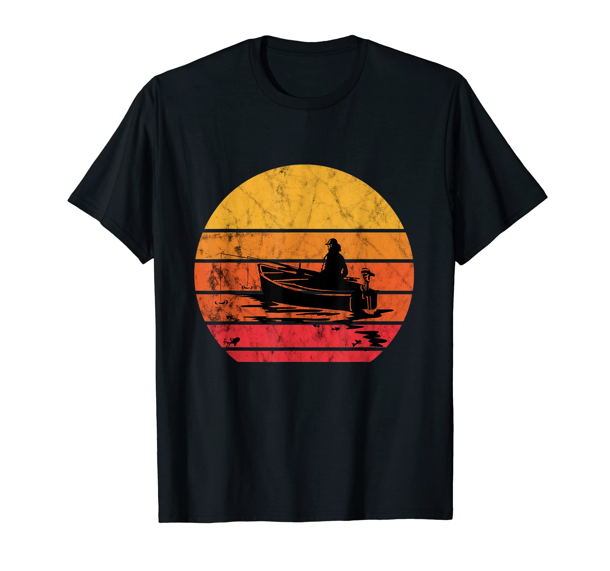 Fishing Boat Sunset Fisherman Fishing T-Shirt - Trendy Graphic for Adults - T-Shirt, Sweatshirt, Hoodie