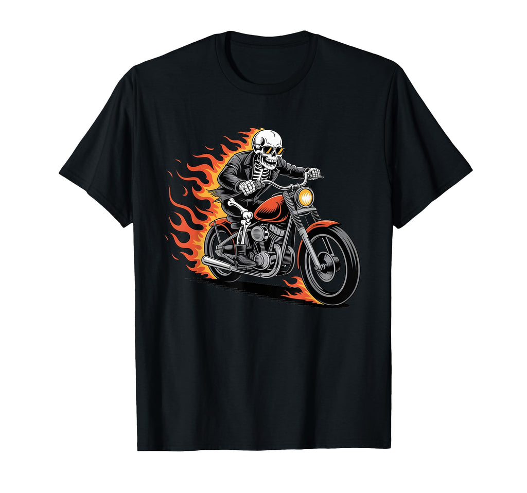 Skeleton Biker Leather Motorcycle Riders T-Shirt - Novelty Apparel Unisex - T-Shirt, Sweatshirt, Hoodie