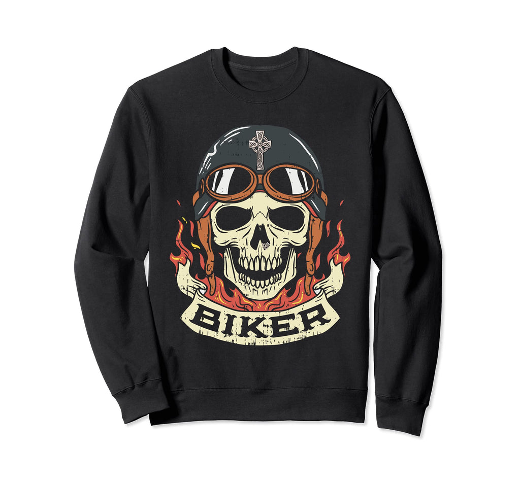 Motorcycle Biker Skull Biker Sweatshirt - Aesthetic Graphic for Adults - T-Shirt, Sweatshirt, Hoodie