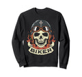 Motorcycle Biker Skull Biker Sweatshirt - Aesthetic Graphic for Adults - T-Shirt, Sweatshirt, Hoodie